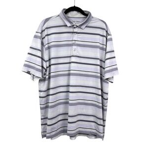Matte Grey Men's 2XL Striped Performance Polo Shirt Purple Gray White Golf*